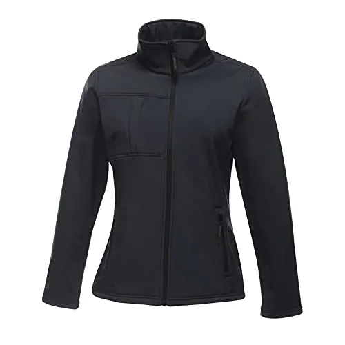 Regatta Damen Women's Octagon II Softshell Jacket, Marineblau/Grau, Größe 46 - Funktionsjacke mit 3-Lagen-Membran, ideal für Outdoor-Aktivitäten, ausgestattet mit praktischen Reißverschlusstaschen und verstellbarem Gummizug-Saum für optimalen Komfort.