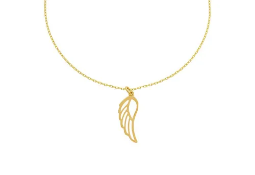 Stella-Jewellery Collier 585 Gold Kette mit Engelsflügel Anhänger Zirkonia, Collierkette Engelsflügel