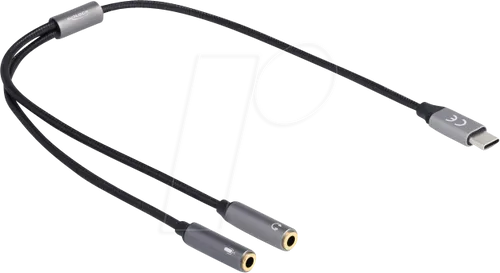 DELOCK 66616 - Adapter, USB-C Stecker -> 2x Klinkenbuchse, 24 bit, 96 kHz