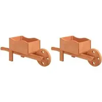vidaXL Pflanzgefäß Schubkarre Design 2 STK., Blumenkarre aus Tannenholz
