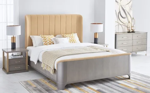 Xlmoebel Schlafzimmer-Set Luxuriöses modernes Schlafzimmer-Set mit eleganten Nachttischen, (3-tlg., 3tlg.Schlafzimmer Set (Bett + 2x Nachttisch), Hergestellt in Europa