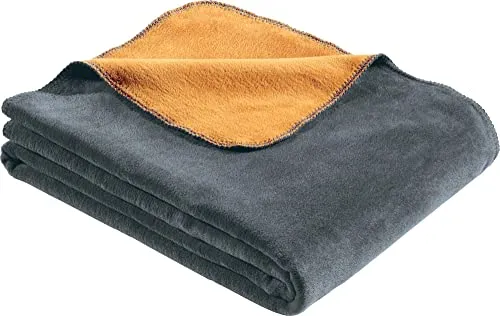 LOOKS BY WOLFGANG JOOP Wohndecke Baumwollmischung dunkelgrau/gelb Größe 150x230 cm