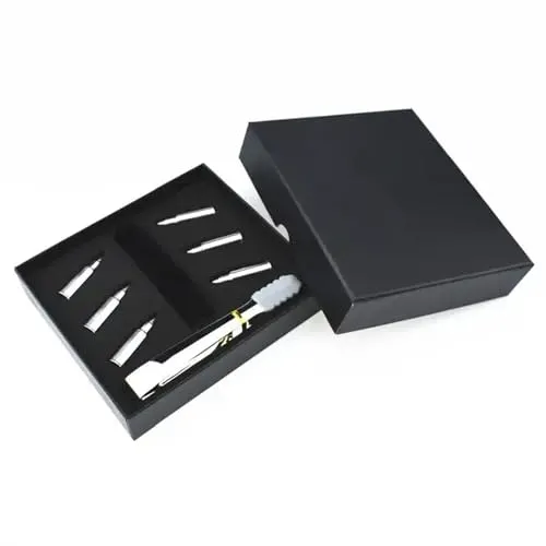 Edelstahl Whiskey Kühlsteine Patronenform inkl. Zange und Samtbeutel Wiederverwendbar Steine 6