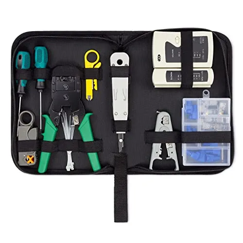 deleyCON 10-teiliges Netzwerk Werkzeug Set mit Tasche