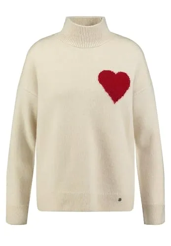 Key Largo Strickpullover TENDER mit Stehkragen - Eleganter Strickpullover von Key Largo® mit hohem Kragen und Herz-Intarsien. Perfekt für stilvolle Outfits zu Jeans oder Leggings, ideal für warme Tage und lässige Übergänge.