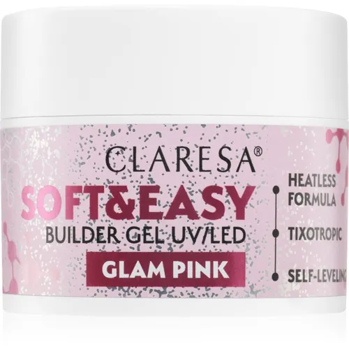 Claresa Soft&Easy Builder Gel Basisgel für Nägel Farbton Glam Pink 45 g