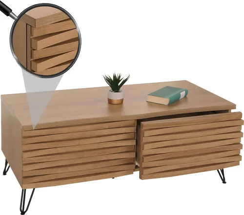 Couchtisch MCW-M49, 3D-Design mit 2 Schubladen - Stylischer Wohnzimmertisch aus MDF und Metall, 46x110x55cm, mit einzigartigem gewölbtem Design und praktischen Schubladen für optimalen Stauraum.
