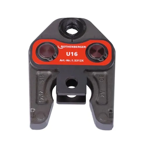 Rothenberger Pressbacke Standard, U16 - Spezialgeräte-Zubehör mit DURA LAZR TEC Verfahren für höchste Härte und minimale Abnutzung. 100% längere Langlebigkeit und präzise Verpressungen mit nur einem Finger öffnen.