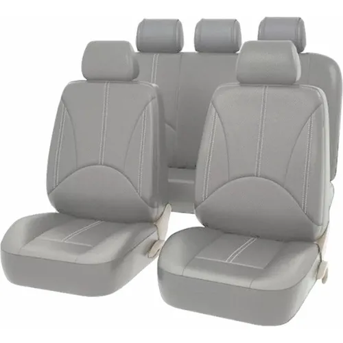 Universelle Autositzbezüge – Öko-Kunstleder – Hellgrau – Sitzbezug für das Auto – Komplettset – Sitzbezug-Set