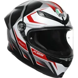 AGV K6 S Karve Helm XL, schwarz-weiss-rot - Motorradhelm aus Carbon-Aramid-Fiberglassfaser mit Doppel-D-Ring-Verschluss für maximale Sicherheit und Komfort auf jeder Fahrt.