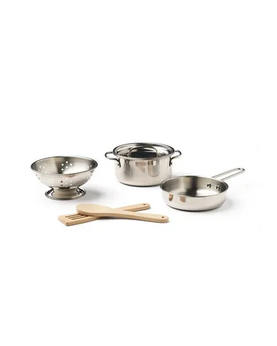 Kids Concept Kinder-Küchenset Topfset Kid's Hub - Kinder-Küchen-Set aus Metall für kreatives Spielen drinnen und draußen, inklusive Topf, Pfanne und Zubehör – perfekt für kleine Köche ab 2 Jahren.