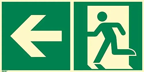 Produktbild Notausgang links Schild aus Aluminium, langnachleuchtend, 400 x 200 mm