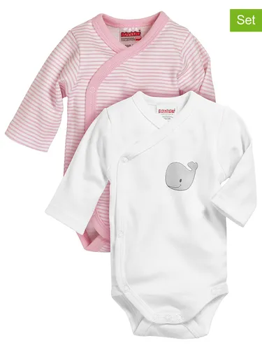 Playshoes 2er-Set: Bodys in Rosa/ Weiß, Größe 56, Rosa/Weiß, Baby