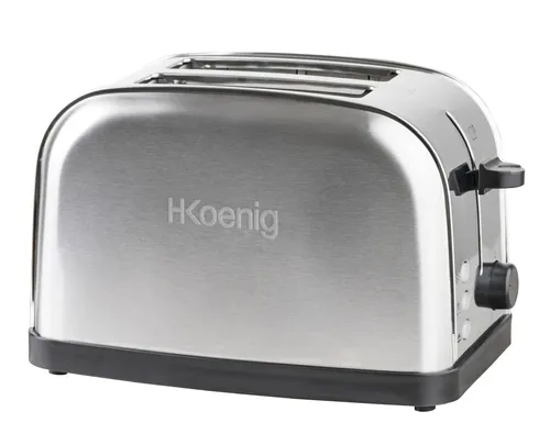H.Koenig TOS7 Edelstahl-Toaster für 2 Scheiben - Toaster aus Edelstahl mit 850 Watt Leistung, ideal für knusprigen Toast. Mit Abbrechen-Button, Auftau- und Aufwärmfunktion für perfekten Genuss.