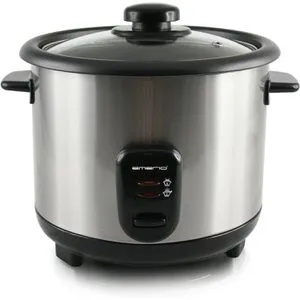 EMERIO RCE-110118 Reiskocher aus Edelstahl, Schwarz - Reiskocher aus Edelstahl für perfekt gegarten Reis, ideal für schnelle und einfache Zubereitung in der Küche.