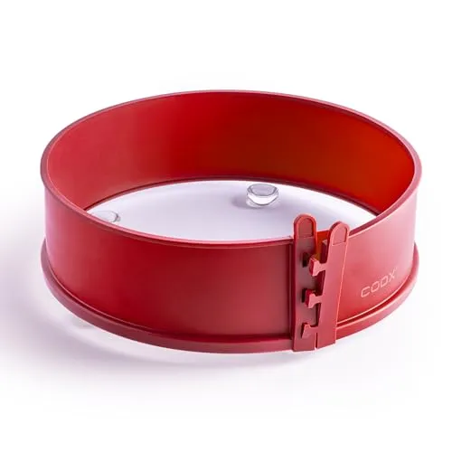 coox Springform mit Glas-Servierplatte Ø 26 cm in Rot – Elegantes Backen & Servieren - Springformen mit 10 Jahren Garantie, BPA-frei und ofenfest bis +230°C. Ideal für stilvolles Servieren dank Glasfüßen und leichter Handhabung.