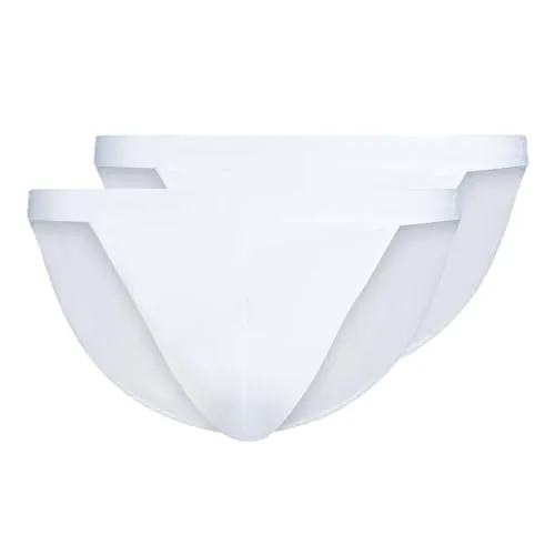Skiny Herren Tanga Cotton Rib G-String, Weiß (080693), S (2er Pack) - Erotische Strings für Herren, bequeme Feinrippe aus Baumwolle im 2er-Pack, mit schmalem Bundgummi und SKINY-Logo für optimalen Tragekomfort.