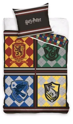 Harry Potter Plad Bettwäsche 140×200 cm - Bettwäsche-Sets im Harry-Potter-Design, aus 100% Baumwolle, hautfreundlich und pflegeleicht, perfekt für wahre Fans der magischen Welt.