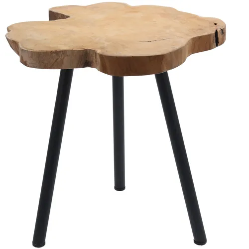 Beistelltisch Couchtisch Teakholz 44cm Braun Schwarz Massivholz Sitz-Hocker