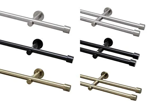 Garduna Gardinenstange Ø 16mm 1-Lauf Edelstahl-Look Metall, 100cm