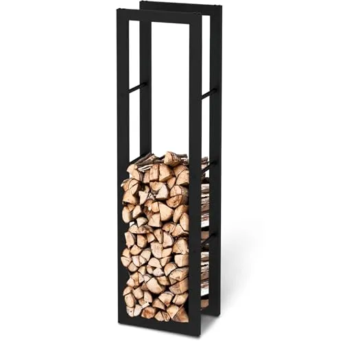 holz4home® Kaminholzregal aus Metall Schwarz 150x25x40 cm von holz4home