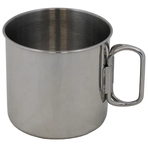 FOX Outdoor Edelstahl Tasse mit Klappgriffen Camping Becher Kaffeetasse 450 ml