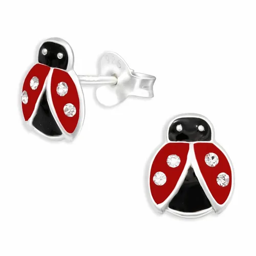 Marienkäfer Ohrringe Ohrstecker 925 Silber - Kinder Damen Mädchen Schmuck