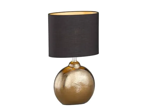 meineWunschleuchte Tischlampe mit Keramikfuß Bronze Antik in gold von Meine Wunschleuchte