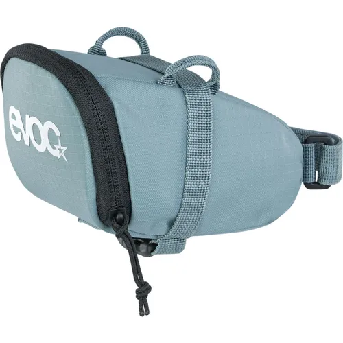 EVOC Seat Bag steel (131) M - Leichte Satteltasche für Rennradfahrer - Fahrradtaschen mit reflektierenden Elementen für erhöhte Sichtbarkeit und Sicherheit bei schlechten Lichtverhältnissen. Ideal für Radfahrer, die Funktionalität und Design schätzen.