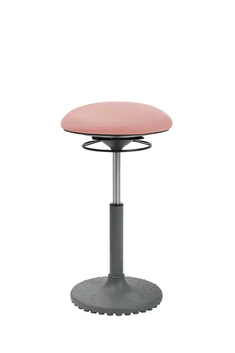 Bürohocker Drehhocker Stehhilfe living chairs - Hocker in grau/zartrosa, drehbar und höhenverstellbar für ergonomisches Sitzen, ideal für Home Office und kreative Arbeitsplätze.