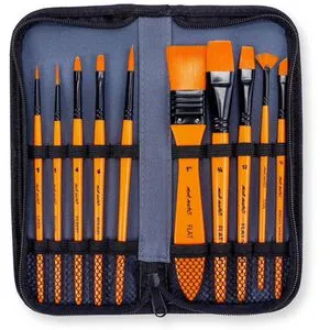 Mont-Marte Pinsel Taklon-Pinselset, für Acrylfarbe, verschiedene Größen, 10 Stück