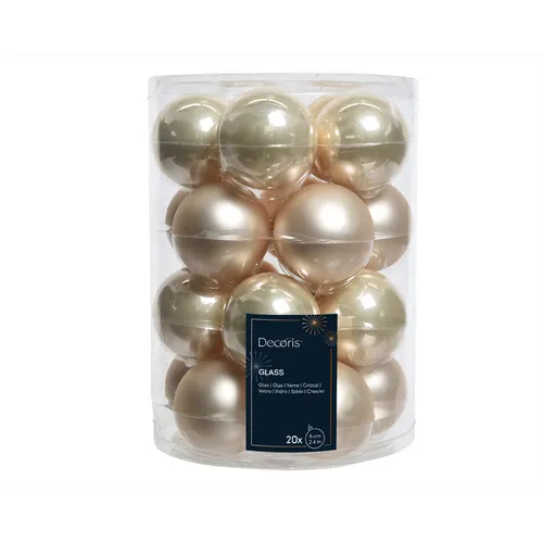 Christbaumkugeln Perle / Champagner Ø 6cm  - Set 20 Stück Glas glänzend & matt –