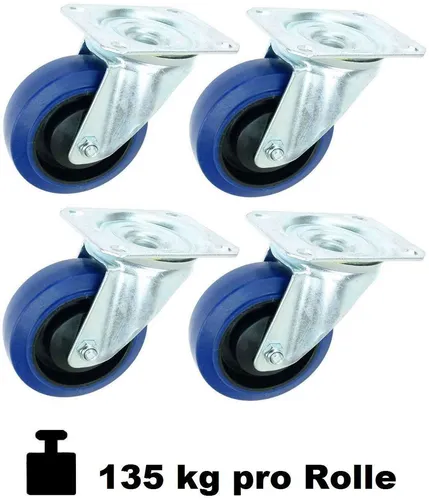 mm SL Möbelrollen Lenkrollen Blue Wheel ECO Transportrollen Möbel Rollen 4 x 100