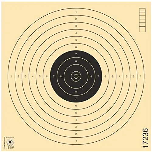 Zielscheiben Schießscheiben ISSF Softair Luftpistole Luftgewehr Kleinkaliber Spezialkarton 17x17cm - 100er Pack