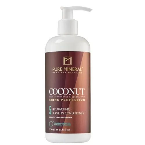 Pure Mineral - Leave-in Conditioner mit Kokosöl - Feuchtigkeit und Glanz für trockenes Haar - Ohne Sulfate, Parabene, Petrolate - 350ml