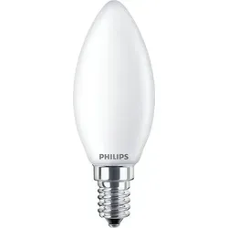 Philips LED Kerze E14 2er Set 4,3W (40W) 2700K - LEDs für Innenbeleuchtung, 470 Lumen warmweißes Licht für eine einladende Atmosphäre, 85% Energieersparnis, lange Lebensdauer von 15.000 Stunden.