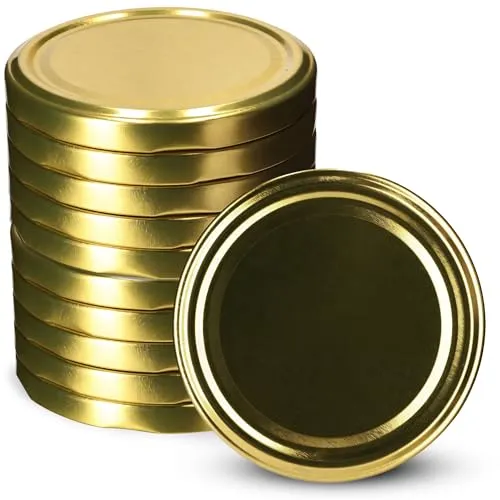 KADAX Schraubdeckel fi100 mm, Ersatzdeckel mit 6 Einrastzähnen, Twist-Off-Deckel aus Metall, Deckel für Einmachgläser, Gläserdeckel passend für 2530ml, 4130 ml, 5000 ml Gläser (10 Stück, Gold)