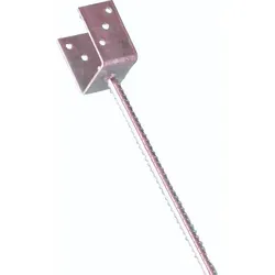 Pfostenträger für Pfosten 100 mm Balkenträger Pfostenschuh U-Gabel mit 400 mm Dolle - Silber