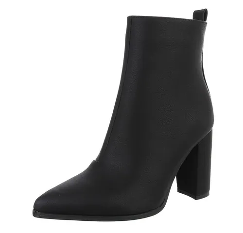 Ital-Design Elegante Stiefeletten mit Blockabsatz für Damen High-Heel-Stiefelette (89852916) Blockabsatz Stiefeletten in Schwarz