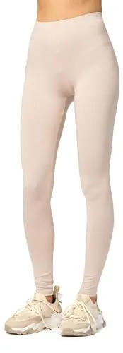 Merry Style Damen Leggings MS10-143 – Beige/Braun, 3XL - Bequeme Leggings aus 94% Viskose mit elastischem Bund, ideal für den Alltag. Atmungsaktiv und pflegeleicht – einfach bei 40°C waschen!