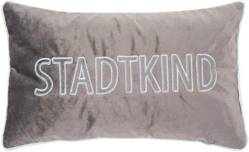 PAD Kissenhülle Letters Stadtkind Blau Grau (30x50cm) - Kissenbezüge mit modernem Design, handgefertigt in Europa, ideal für einen frischen und entspannten Wohnstil.