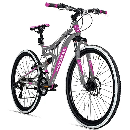 Bergsteiger Kodiak Mountainbike 24 Zoll - 29 Zoll - Vollfederung und 21 Gang-Schaltung für optimalen Fahrkomfort. Ideal für Jungen & Mädchen ab 135 cm Körpergröße, perfekt für Schule und Freizeit.