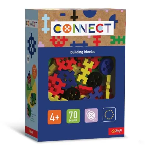 Connect Trefl Bausteine Set Basic Boy - 70 Bausteine in Verschiedenen Formen, Kreatives Spielzeug für Erwachsene und Kinder ab 4 Jahren