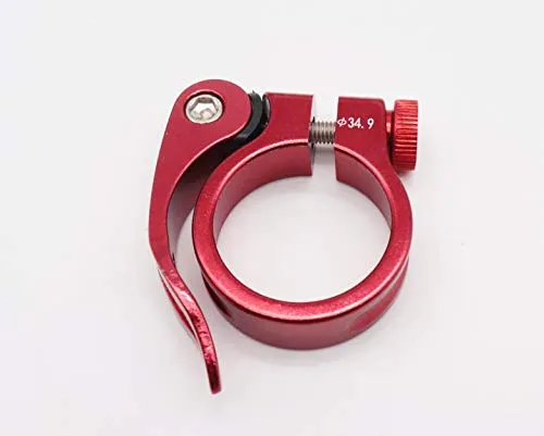 Alu Fahrrad Sattelklemme mit Schnellspanner saddle clamp 34,9 mm (Rot)