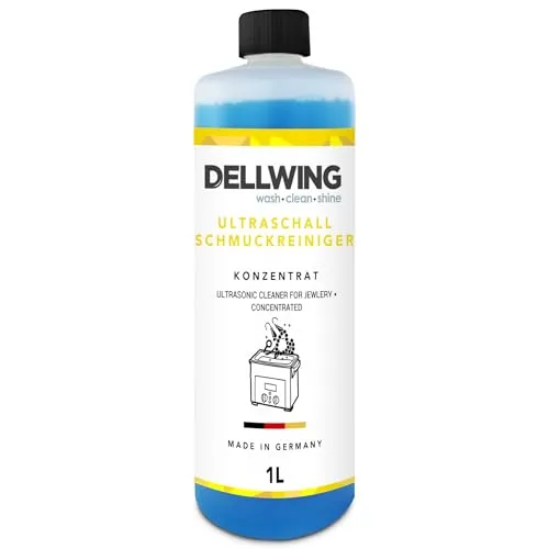 Dellwing Schmuckreiniger 1 l, Konzentrat für Ultraschallgeräte, Reinigungsmittel für Uhren, Ketten, Ringe, Made in Germany