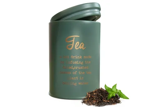 matches21 HOME & HOBBY Vorratsdose Teebox Stahl mit Deckel als Vorratsdose Ø 11 x 15 cm, Metall, (1-tlg), Luftdichter Behälter, grüne Aufbewahrungsdose