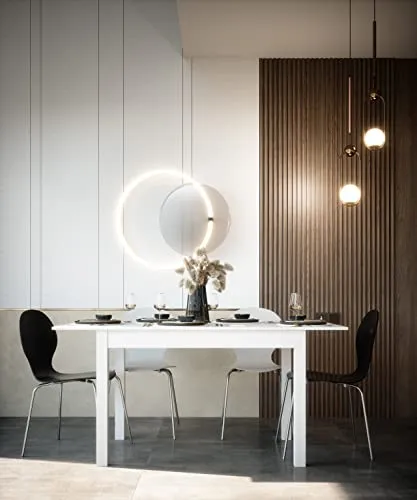 Newroom Esstisch Noa, ausziehbar in Weiß - Esstisch Noa mit ausziehbarer Tischplatte von 40 cm, ideal für kleine und große Familienessen, aus robustem Holz in elegantem Weiß.