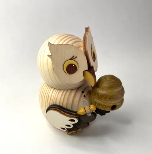 Holzfigur Mini-Eule Imker in beige von Kuhnert