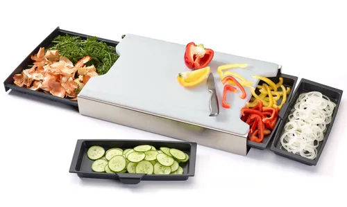 Schneidbox Kunststoff 46x30x7 cm – Praktisches Trennsystem - Schneidebretter mit patentiertem, platzsparendem Trennsystem. Ideal für Küche und Grill, hygienisch und rückenschonend mit 7 cm Bauhöhe. Made in Germany!