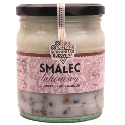SCHRONISKO BUKOWINA Speckschmalz mit knusprigen Grieben 370 g | Fest und herzhaft-würzig – ideal als Brotaufstrich sowie zum Braten und Verfeinern warmer Gerichte